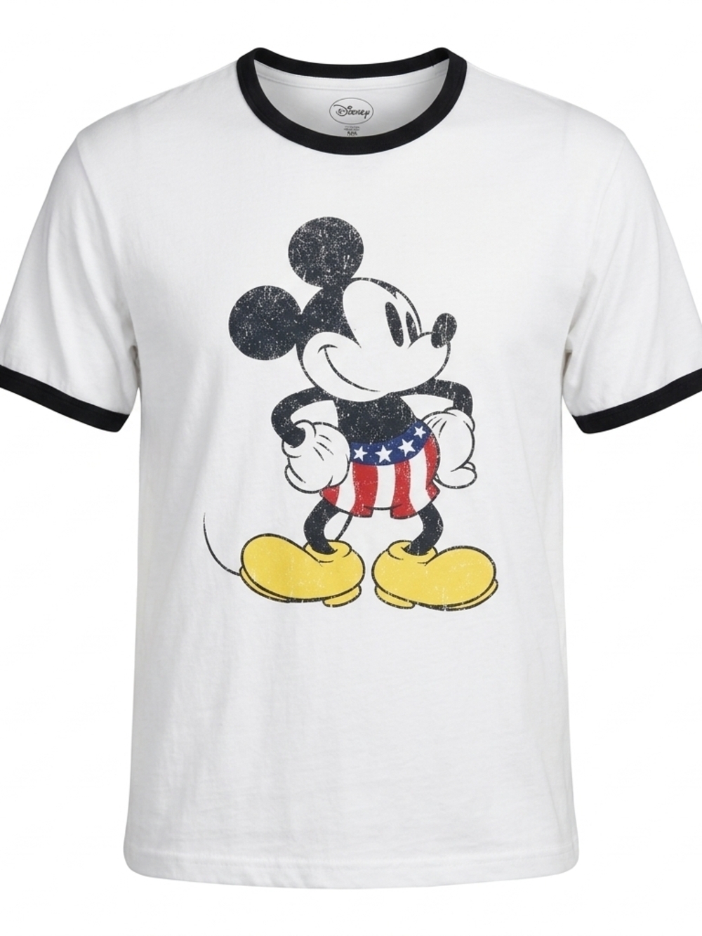 Mickey Mouse Patriotic Ringer Tee - Vintage Style‎ Americana Shirt Size XL